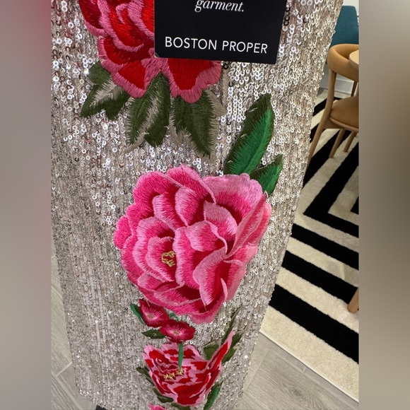 ALEXIA ADMOR BOSTON PROPER Sequin Sleeveless Dress with Embroidered Roses 16 NWT - Picture 4 of 9